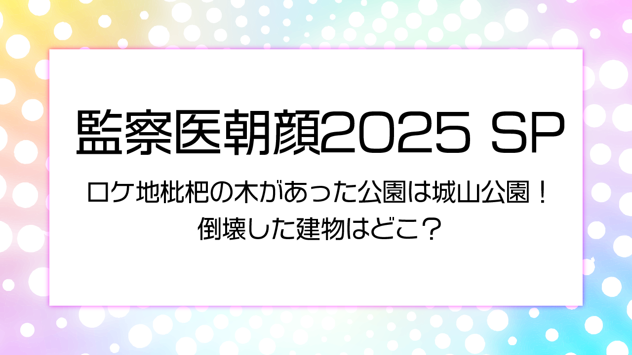 監察医朝顔2025年スペシャルロケ地枇杷の木があった公園は城山公園！橋など